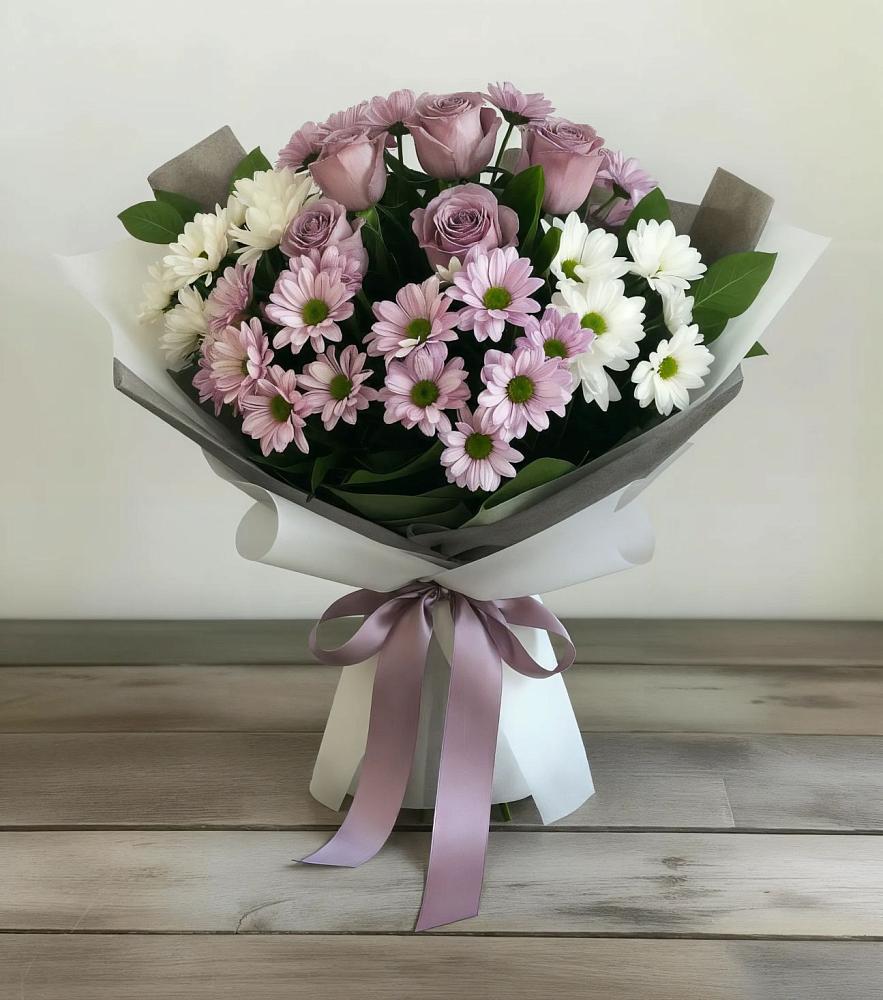 Букет цветов из: Хризантемы и Розы в Иншинский
