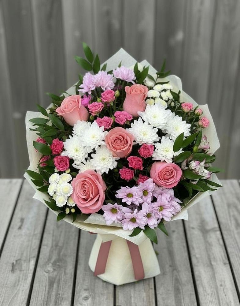 Букет цветов из: Альстромерии, Гвоздики, Розы и Хризантемы в Иншинский