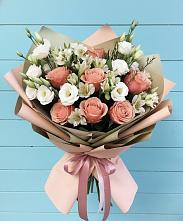 Букет цветов из:  Розы, Альстромерии и Лизиантусы в Иншинский