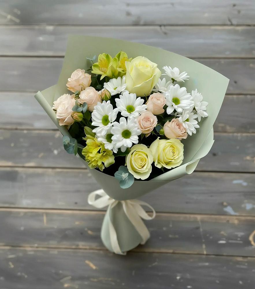 Букет цветов из: Альстромерии, Розы и Хризантемы в Иншинский