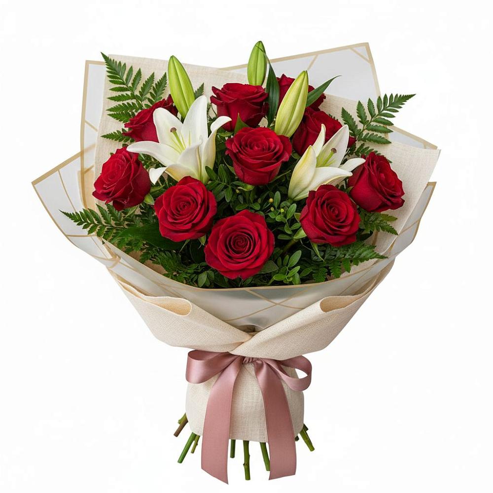 Букет цветов из: Лилии и Розы в Иншинский