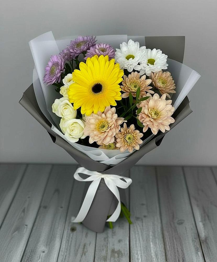 Букет цветов из: Розы, Герберы и Хризантемы в Иншинский