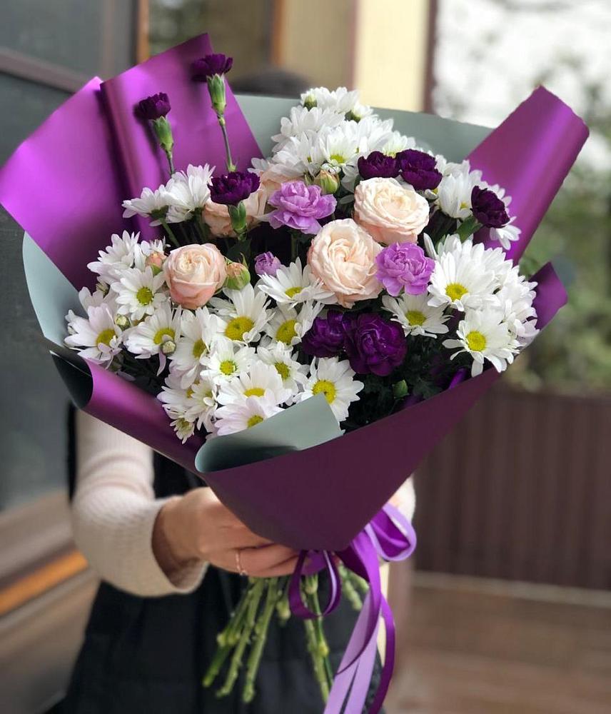 Букет цветов из: Хризантемы, Гвоздики и Розы в Иншинский