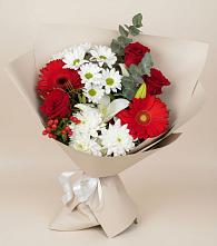 Букет цветов из:  Розы, Хризантемы, Герберы и Лилии в Иншинский