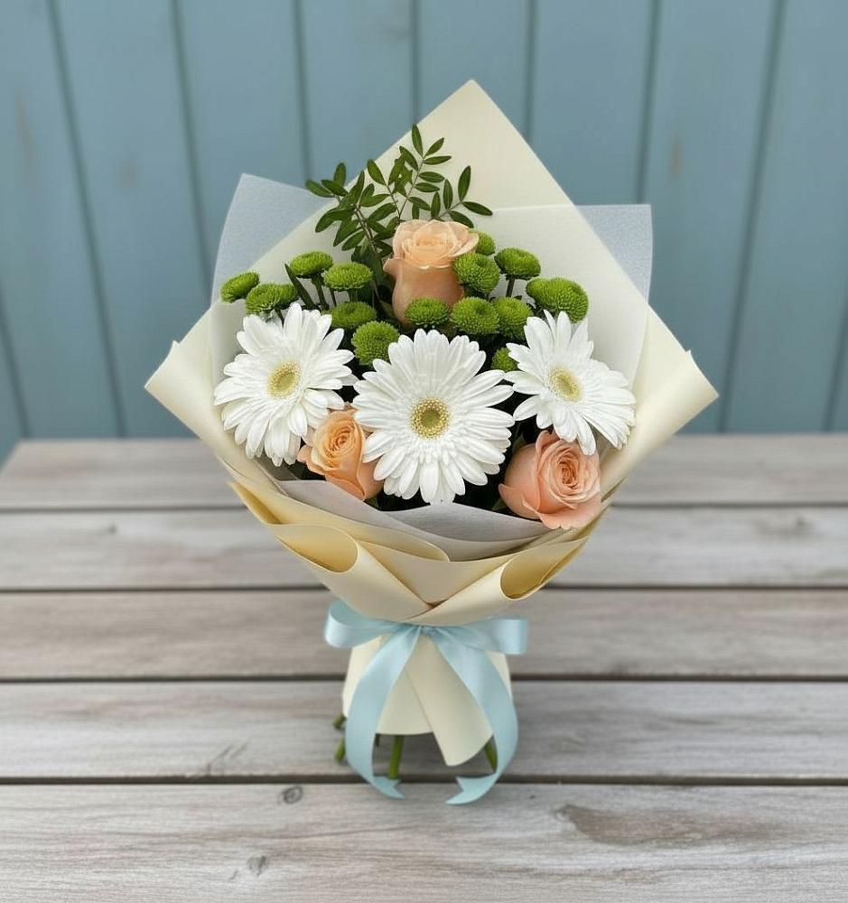 Букет цветов из: Герберы, Розы и Хризантемы в Иншинский