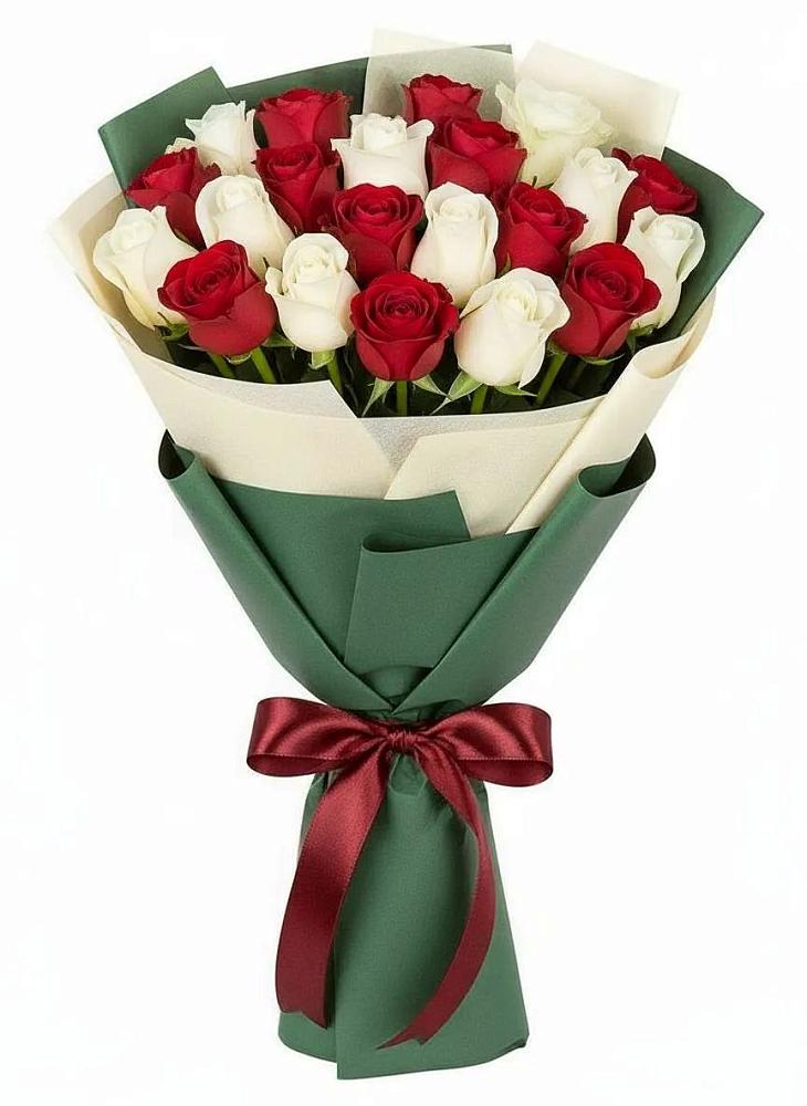 Букет Микс из красных и белых роз в Иншинский