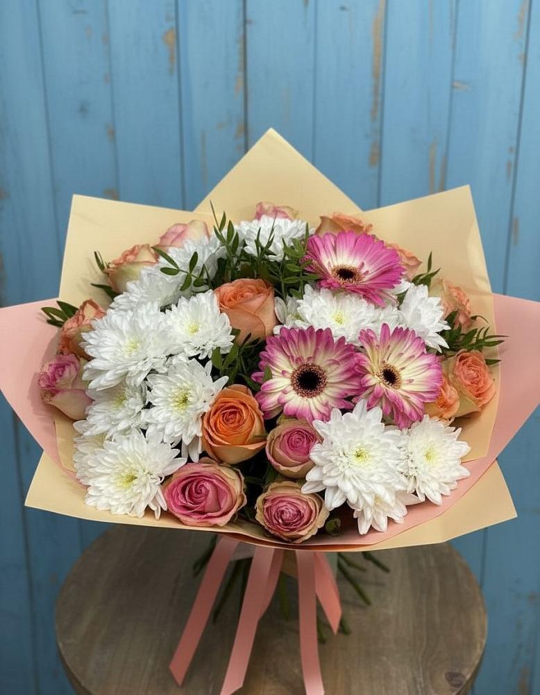 Букет цветов из: Розы, Герберы и Хризантемы в Иншинский