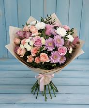 Букет цветов из:  Хризантемы, Розы и Альстромерии #REPLACE_PRED# Иншинский