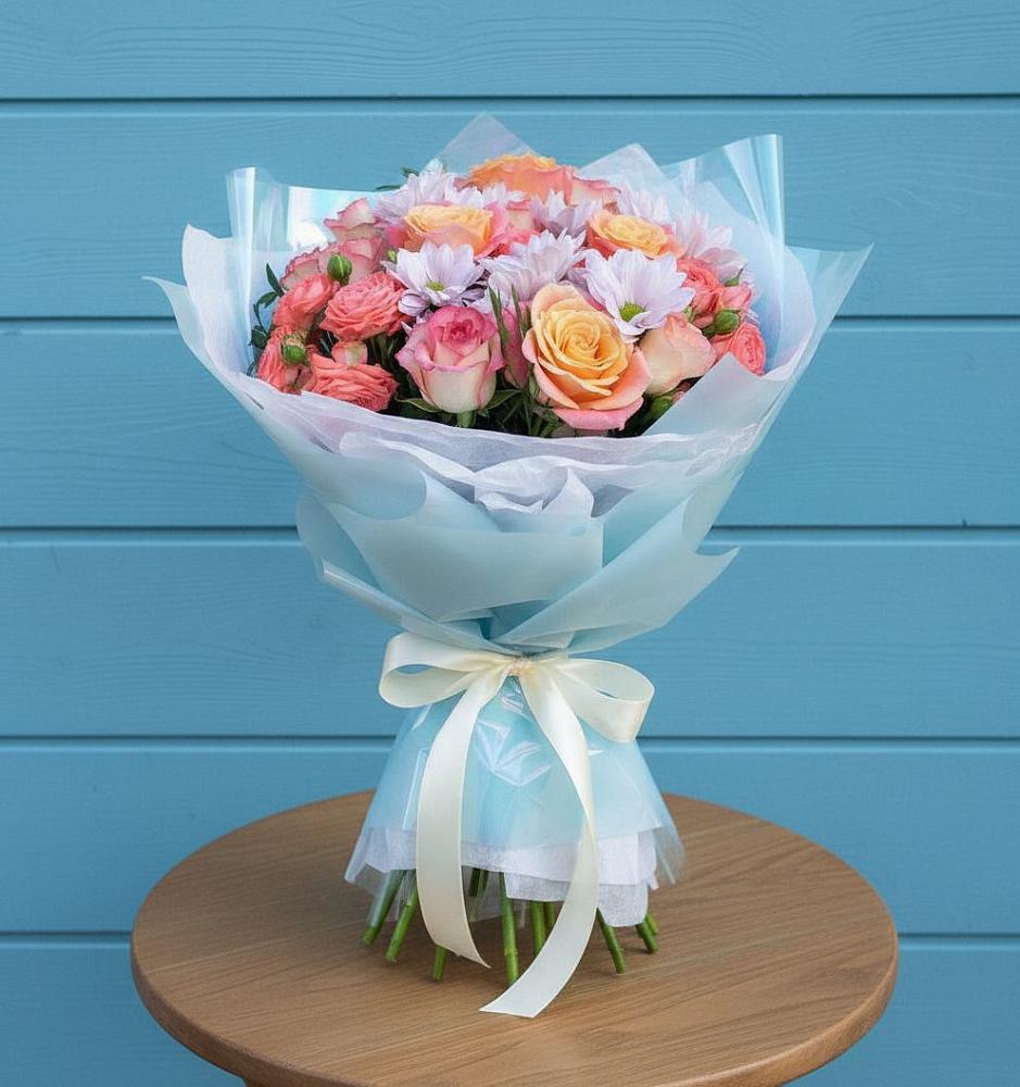 Букет цветов из: Хризантемы и Розы в Иншинский