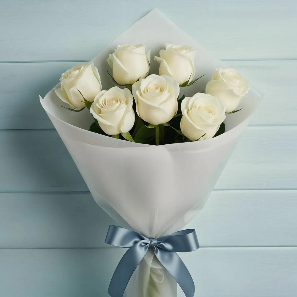 Букет 7 Белых роз Эдлесс Лав в Иншинский