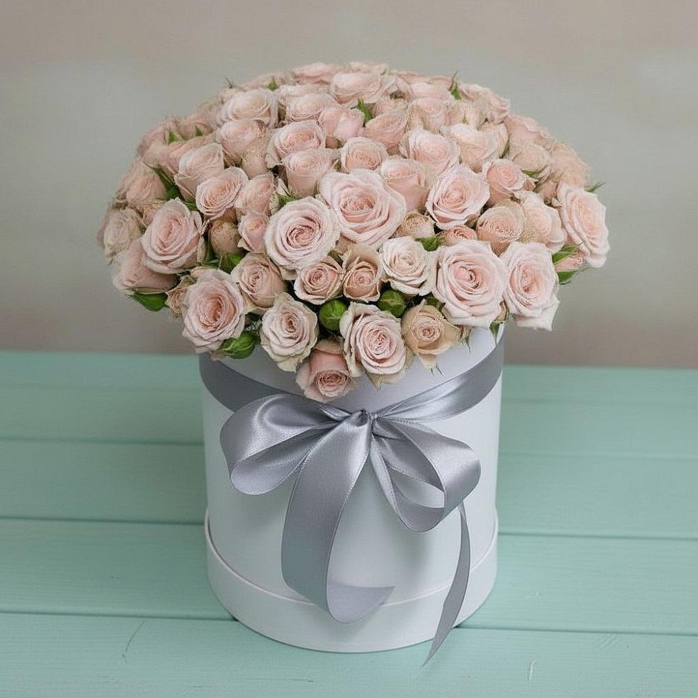 Цветочная композиция из Розы в шляпной коробке в Иншинский